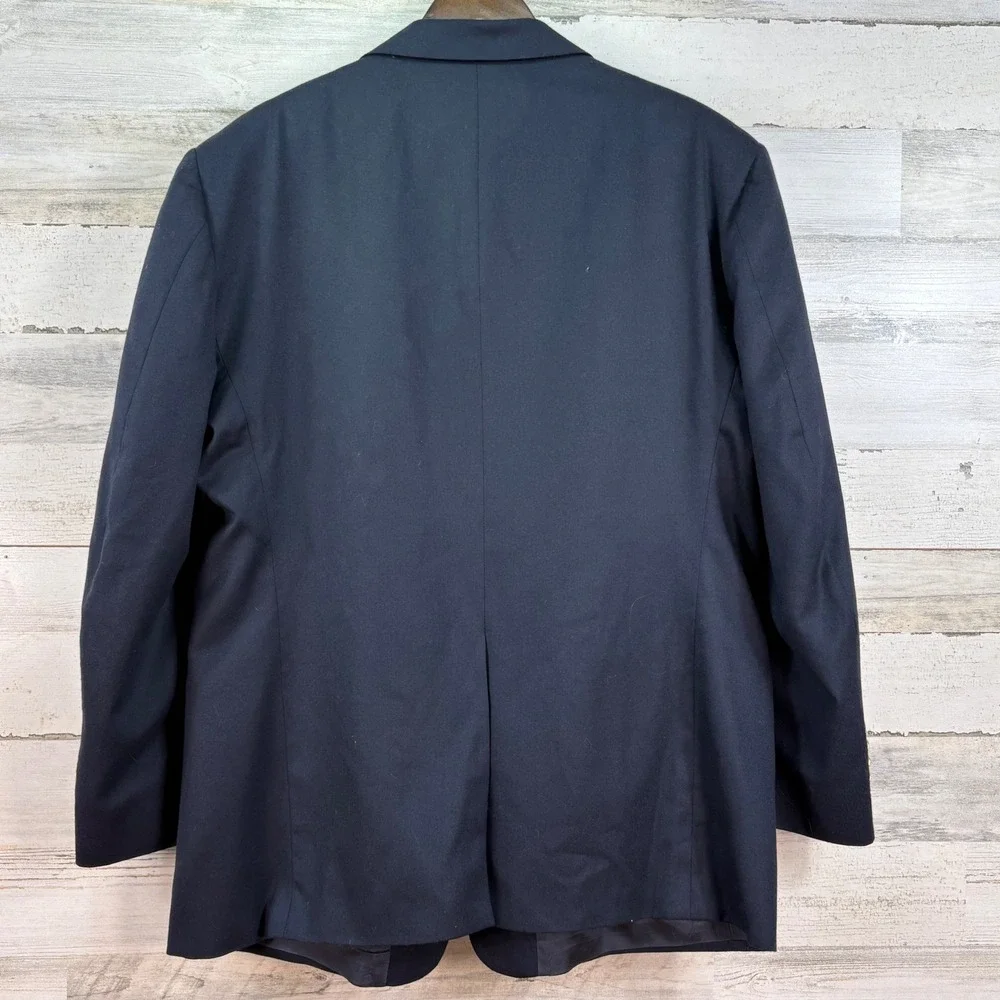 Stanley Blacker Mens‎ 50R Navy Blue 100% Wool Blazer Gold Crest Button USA Made